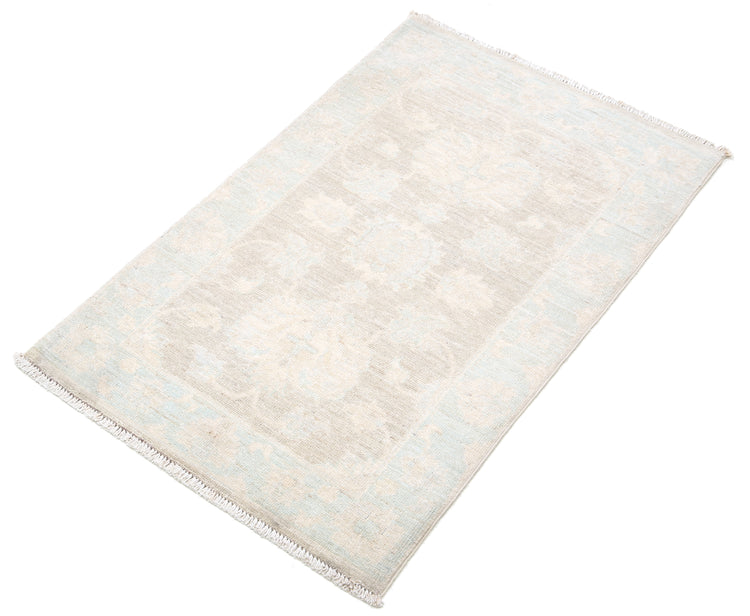 Traditional Hand Knotted Serenity Farhan Wool Rug of Size 2'0'' X 3'1'' in Brown and Blue Colors - Made in Afghanistan