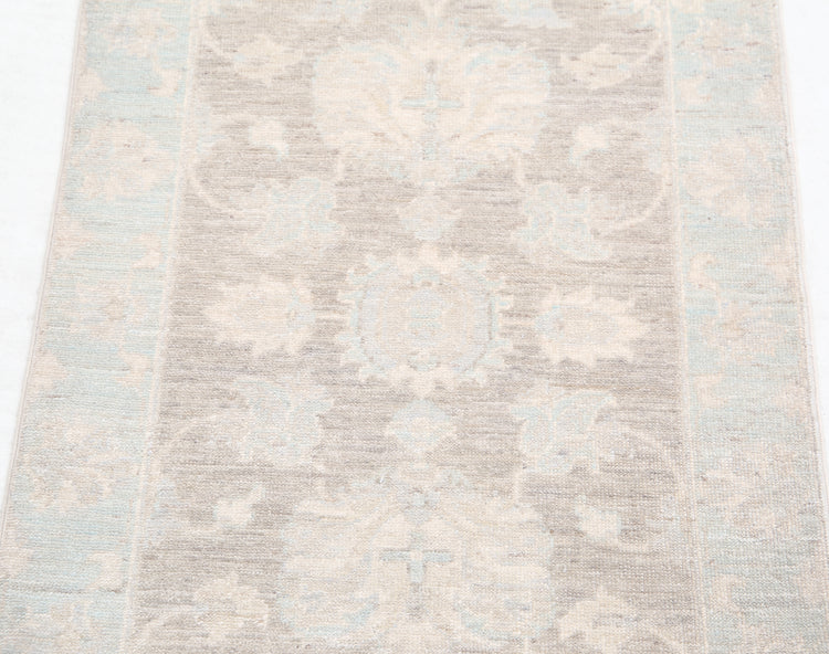 Traditional Hand Knotted Serenity Farhan Wool Rug of Size 2'0'' X 3'1'' in Brown and Blue Colors - Made in Afghanistan