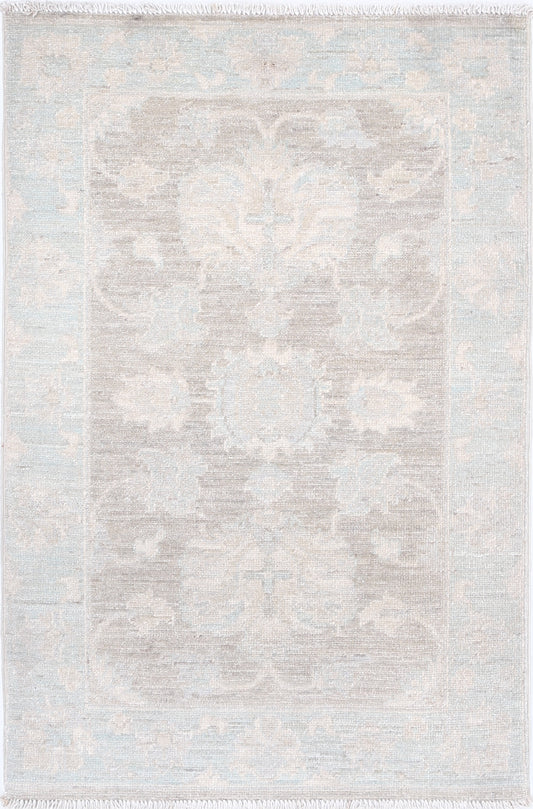 Traditional Hand Knotted Serenity Farhan Wool Rug of Size 2'0'' X 3'1'' in Brown and Blue Colors - Made in Afghanistan