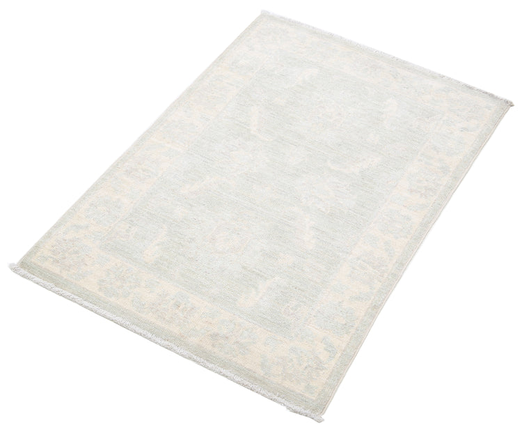 Traditional Hand Knotted Serenity Farhan Wool Rug of Size 2'2'' X 3'2'' in Grey and Ivory Colors - Made in Afghanistan