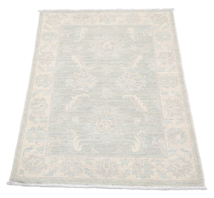 Traditional Hand Knotted Serenity Farhan Wool Rug of Size 2'2'' X 3'2'' in Grey and Ivory Colors - Made in Afghanistan