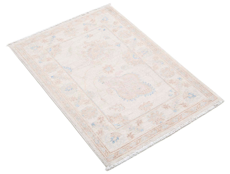 Traditional Hand Knotted Serenity Farhan Wool Rug of Size 2'1'' X 2'11'' in Ivory and Ivory Colors - Made in Afghanistan