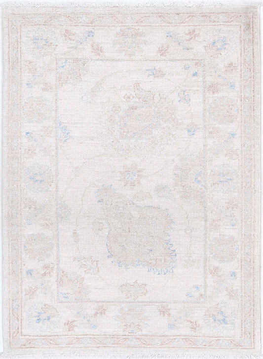 Traditional Hand Knotted Serenity Farhan Wool Rug of Size 2'1'' X 2'11'' in Ivory and Ivory Colors - Made in Afghanistan