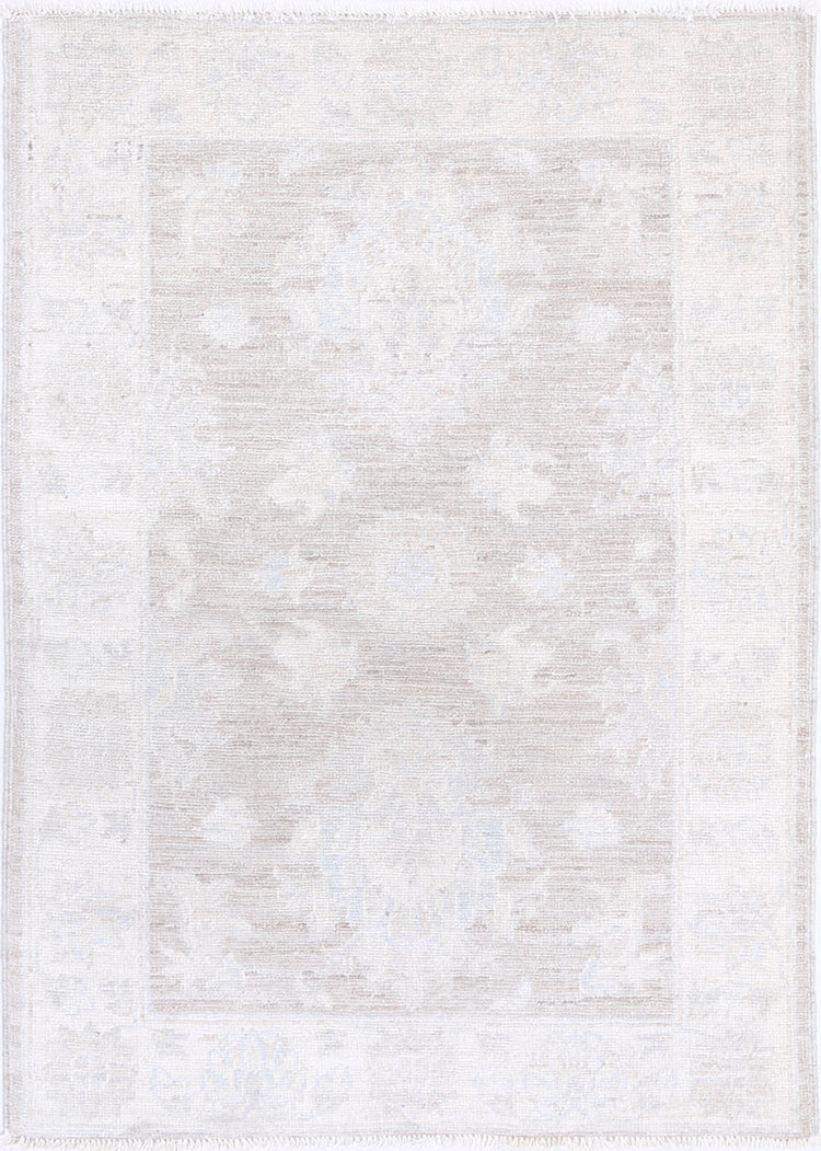 Traditional Hand Knotted Serenity Farhan Wool Rug of Size 2'1'' X 3'0'' in Brown and Ivory Colors - Made in Afghanistan