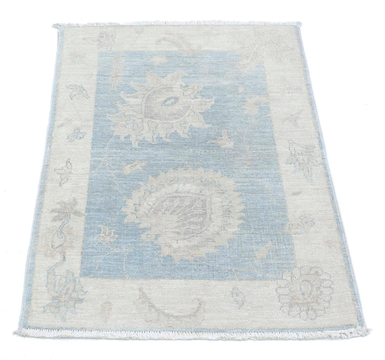 Traditional Hand Knotted Serenity Farhan Wool Rug of Size 2'1'' X 3'1'' in Grey and Ivory Colors - Made in Afghanistan