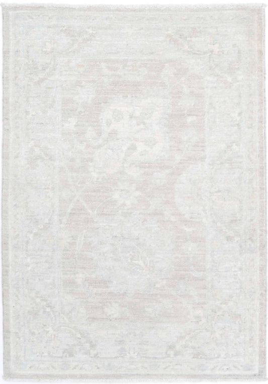 Traditional Hand Knotted Serenity Farhan Wool Rug of Size 2'0'' X 2'10'' in Brown and Ivory Colors - Made in Afghanistan