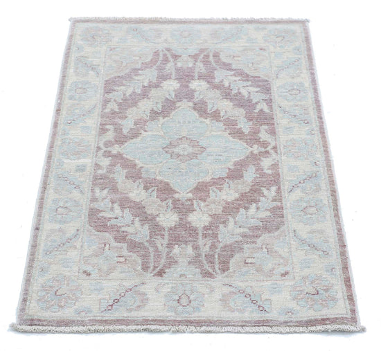 Traditional Hand Knotted Serenity Farhan Wool Rug of Size 2'1'' X 3'2'' in Brown and Ivory Colors - Made in Afghanistan
