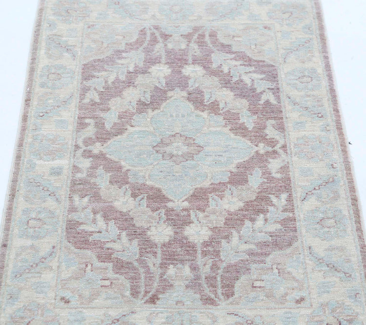 Traditional Hand Knotted Serenity Farhan Wool Rug of Size 2'1'' X 3'2'' in Brown and Ivory Colors - Made in Afghanistan