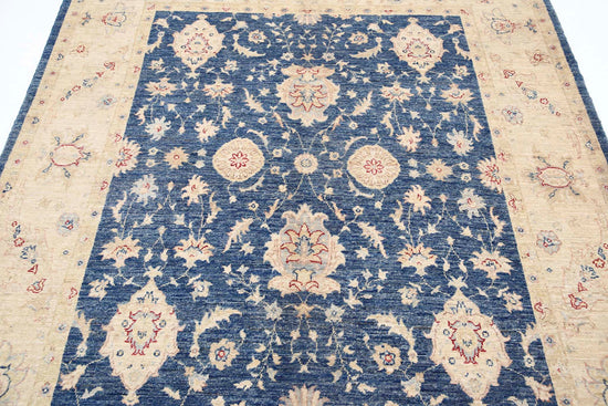 Traditional Hand Knotted Ziegler Farhan Wool Rug of Size 5'10'' X 7'3'' in Blue and Ivory Colors - Made in Afghanistan