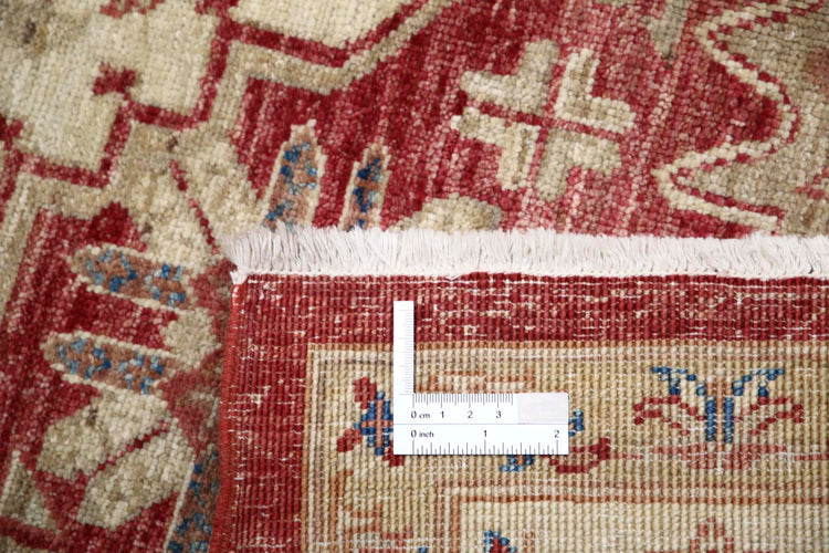 Traditional Hand Knotted Ziegler Farhan Wool Rug of Size 5'7'' X 8'4'' in Red and Ivory Colors - Made in Afghanistan