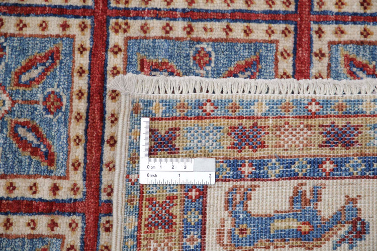 Traditional Hand Knotted Ziegler Farhan Wool Rug of Size 5'5'' X 7'6'' in Blue and Ivory Colors - Made in Afghanistan
