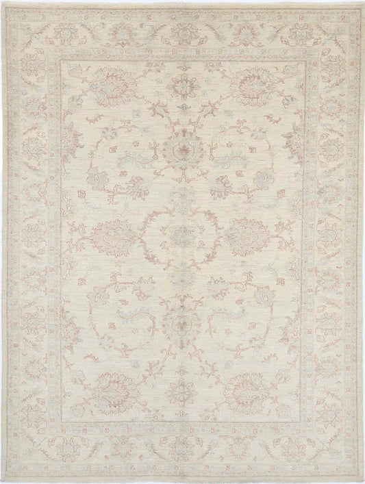 Traditional Hand Knotted Serenity Farhan Wool Rug of Size 5'5'' X 7'6'' in Ivory and Ivory Colors - Made in Afghanistan