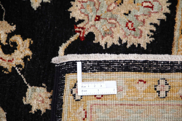 Traditional Hand Knotted Ziegler Farhan Wool Rug of Size 5'7'' X 8'1'' in Black and Ivory Colors - Made in Afghanistan