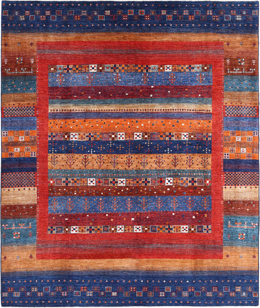 Tribal Hand Knotted Gabbeh Farhan Wool Rug of Size 8'6'' X 10'0'' in Multi and Multi Colors - Made in Afghanistan