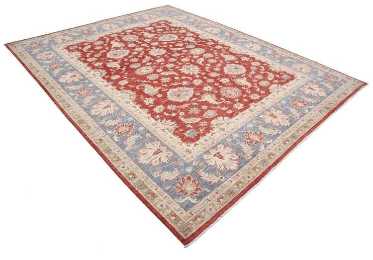 Traditional Hand Knotted Sultanabad Farhan Wool Rug of Size 8'2'' X 10'2'' in Blue and Red Colors - Made in Afghanistan