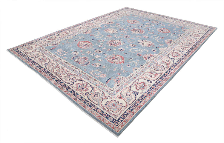 Traditional Hand Knotted Sultanabad Farhan Wool Rug of Size 8'1'' X 11'1'' in Ivory and Green Colors - Made in Afghanistan