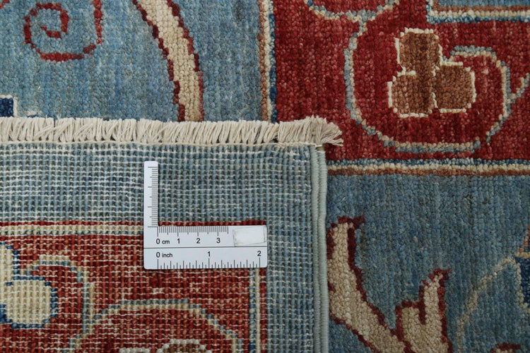Traditional Hand Knotted Suzani Farhan Wool Rug of Size 6'7'' X 9'9'' in Blue and Blue Colors - Made in Afghanistan