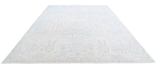 Transitional Hand Knotted Artemix Haji Jalili Wool Rug of Size 9'10'' X 13'8'' in Ivory and Red Colors - Made in Afghanistan