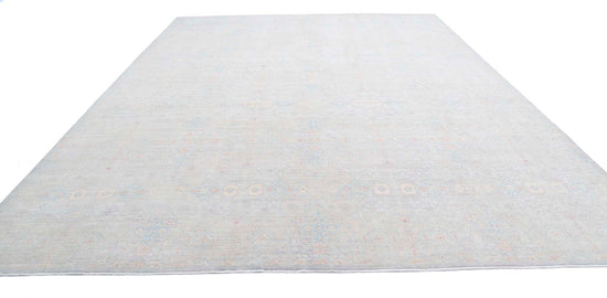 Transitional Hand Knotted Artemix Haji Jalili Wool Rug of Size 12'1'' X 15'8'' in Grey and Grey Colors - Made in Afghanistan