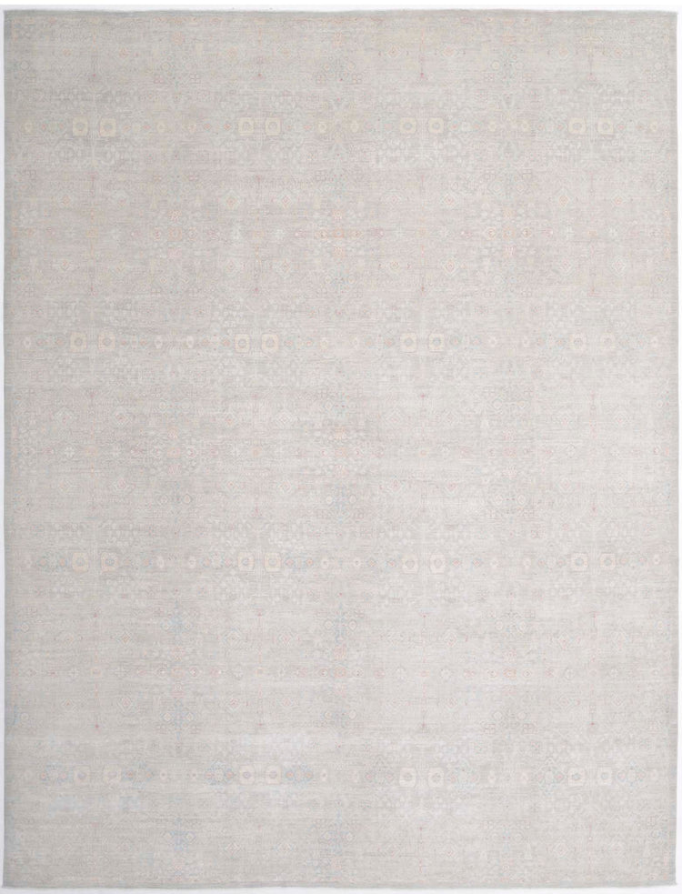 Transitional Hand Knotted Artemix Haji Jalili Wool Rug of Size 12'1'' X 15'8'' in Grey and Grey Colors - Made in Afghanistan