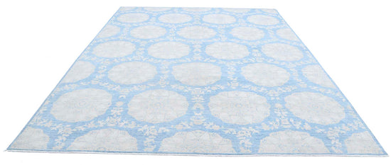 Transitional Hand Knotted Artemix Haji Jalili Wool Rug of Size 9'2'' X 12'0'' in Blue and Ivory Colors - Made in Afghanistan