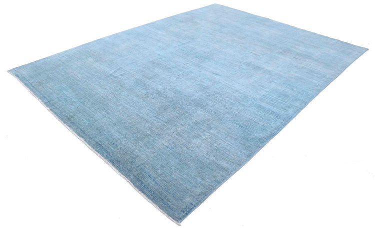 Transitional Hand Knotted Overdyed Haji Jalili Wool Rug of Size 8'1'' X 11'1'' in Blue and Blue Colors - Made in Afghanistan