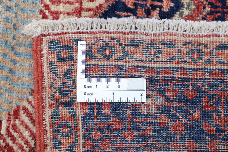 Traditional Hand Knotted Mamluk Haji Jalili Wool Rug of Size 4'9'' X 6'5'' in Red and Blue Colors - Made in Afghanistan