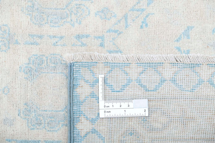 Traditional Hand Knotted Serenity Haji Jalili Wool Rug of Size 7'11'' X 9'11'' in Teal and Ivory Colors - Made in Afghanistan