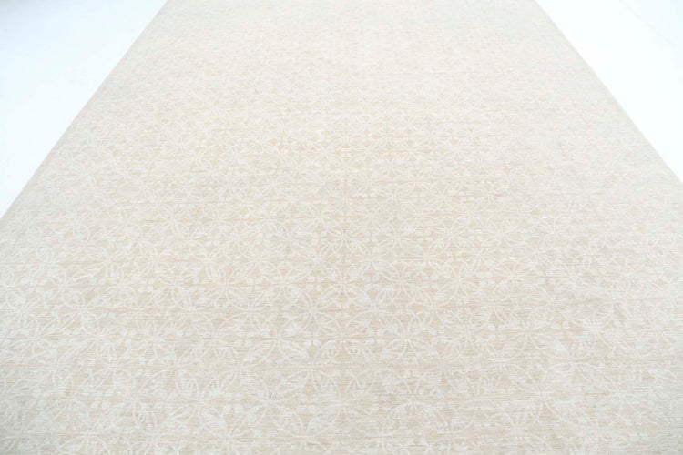 Transitional Hand Knotted Artemix Haji Jalili Wool Rug of Size 10'0'' X 14'1'' in Taupe and Ivory Colors - Made in Afghanistan