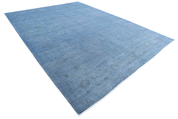 Transitional Hand Knotted Overdyed Haji Jalili Wool Rug of Size 9'11'' X 13'6'' in Blue and Blue Colors - Made in Afghanistan