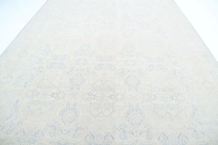 Transitional Hand Knotted Artemix Haji Jalili Wool Rug of Size 10'1'' X 13'6'' in Taupe and Ivory Colors - Made in Afghanistan