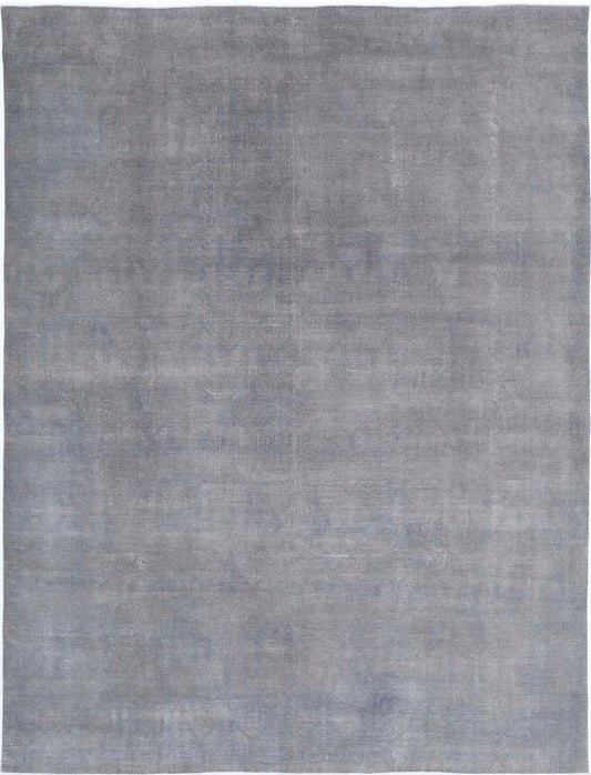 Transitional Hand Knotted Overdyed Haji Jalili Wool Rug of Size 11'10'' X 15'8'' in Grey and Grey Colors - Made in Afghanistan