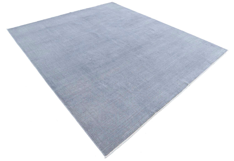 Transitional Hand Knotted Overdyed Haji Jalili Wool Rug of Size 7'11'' X 9'1'' in Grey and Grey Colors - Made in Afghanistan