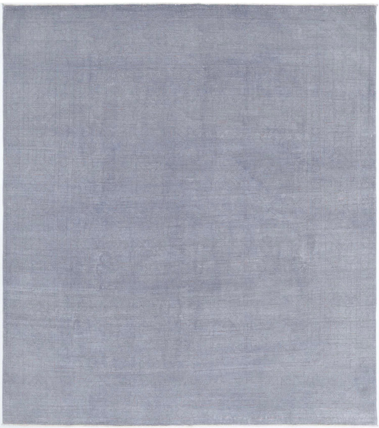 Transitional Hand Knotted Overdyed Haji Jalili Wool Rug of Size 7'11'' X 9'1'' in Grey and Grey Colors - Made in Afghanistan