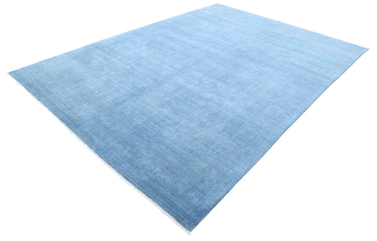 Transitional Hand Knotted Overdyed Haji Jalili Wool Rug of Size 7'9'' X 11'0'' in Blue and Blue Colors - Made in Afghanistan