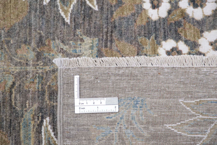 Transitional Hand Knotted Artemix Haji Jalili Wool Rug of Size 8'11'' X 11'8'' in Grey and White Colors - Made in Afghanistan