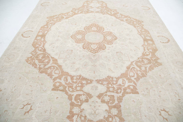 Traditional Hand Knotted Serenity Haji Jalili Wool Rug of Size 8'10'' X 12'1'' in Ivory and Rust Colors - Made in Afghanistan