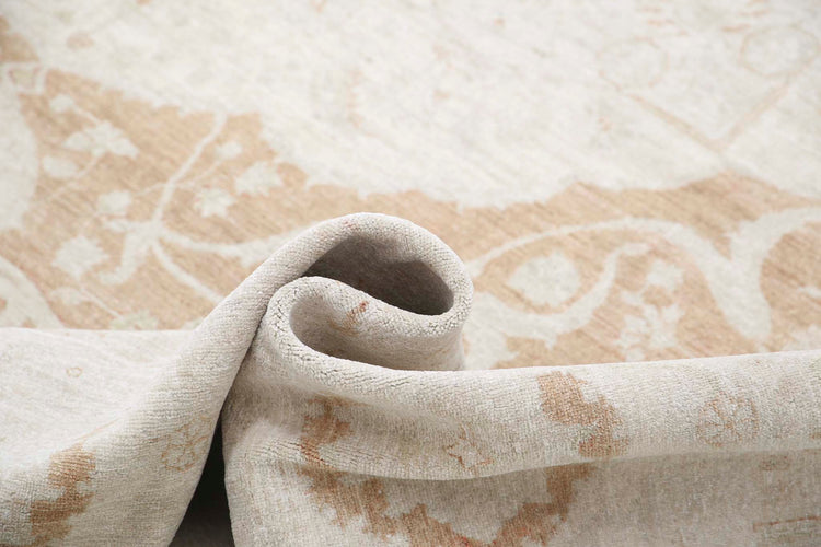 Traditional Hand Knotted Serenity Haji Jalili Wool Rug of Size 8'10'' X 12'1'' in Ivory and Rust Colors - Made in Afghanistan