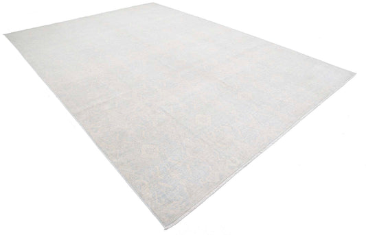 Traditional Hand Knotted Artemix Haji Jalili Wool Rug of Size 9'4'' X 13'1'' in Grey and Ivory Colors - Made in Afghanistan