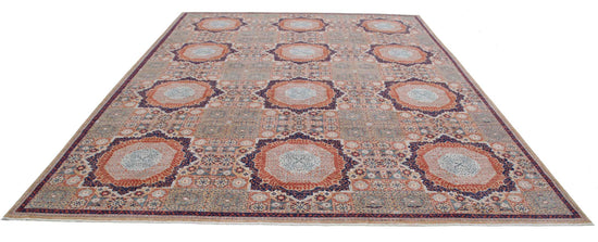 Traditional Hand Knotted Mamluk Haji Jalili Wool Rug of Size 9'11'' X 12'10'' in Gold and Gold Colors - Made in Afghanistan