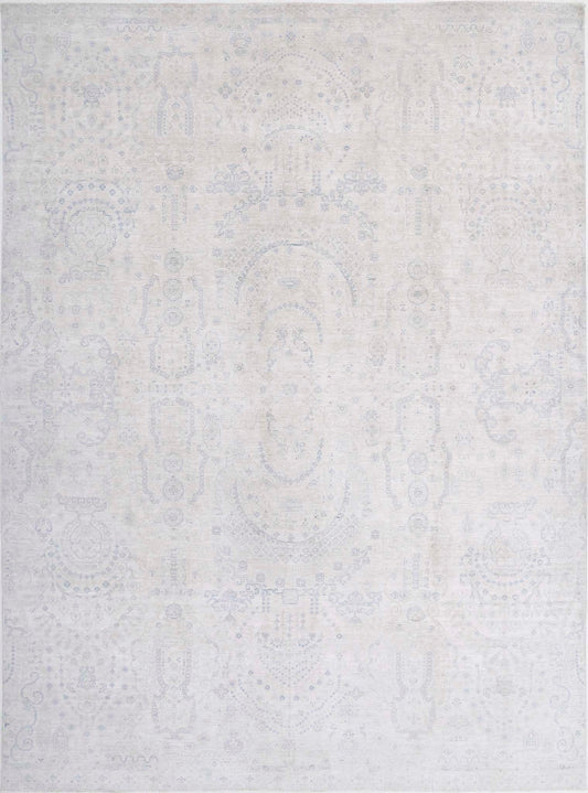 Transitional Hand Knotted Artemix Haji Jalili Wool Rug of Size 9'8'' X 13'2'' in Ivory and Ivory Colors - Made in Afghanistan