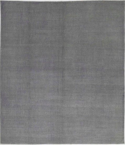 Transitional Hand Knotted Overdyed Haji Jalili Wool Rug of Size 8'1'' X 9'4'' in Grey and Grey Colors - Made in Afghanistan