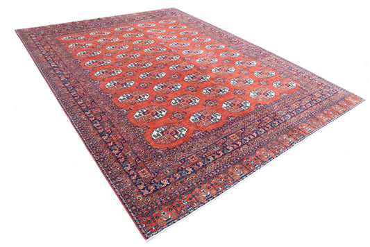 Tribal Hand Knotted Humna Humna Wool Rug of Size 9'0'' X 11'10'' in Red and Red Colors - Made in Afghanistan