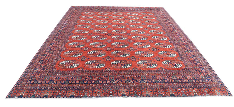 Tribal Hand Knotted Humna Humna Wool Rug of Size 9'0'' X 11'10'' in Red and Red Colors - Made in Afghanistan