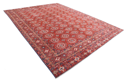 Tribal Hand Knotted Humna Humna Wool Rug of Size 10'0'' X 13'5'' in Red and Rust Colors - Made in Afghanistan