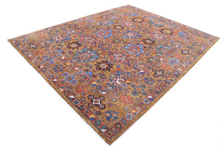 Tribal Hand Knotted Humna Humna Wool Rug of Size 8'1'' X 10'2'' in Brown and Blue Colors - Made in Afghanistan