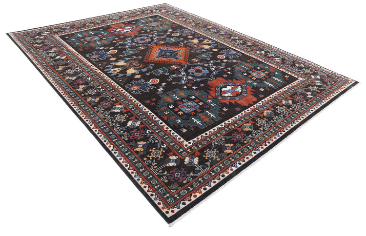 Tribal Hand Knotted Humna Humna Wool Rug of Size 8'3'' X 10'9'' in Brown and Blue Colors - Made in Afghanistan