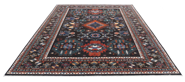 Tribal Hand Knotted Humna Humna Wool Rug of Size 8'3'' X 10'9'' in Brown and Blue Colors - Made in Afghanistan