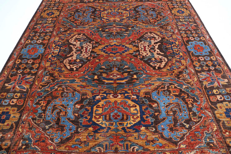 Tribal Hand Knotted Humna Humna Wool Rug of Size 8'1'' X 9'8'' in Brown and Taupe Colors - Made in Afghanistan