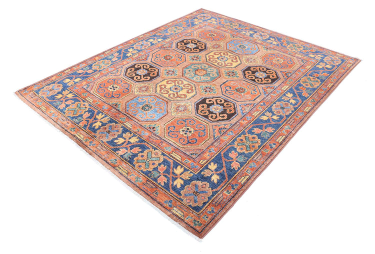 Tribal Hand Knotted Humna Humna Wool Rug of Size 5'9'' X 7'2'' in Brown and Blue Colors - Made in Afghanistan